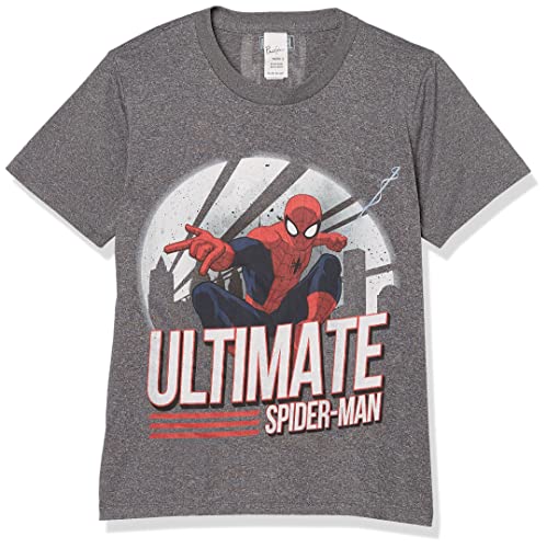 Marvel Little, Big Classic Spider Action Boys Short Sleeve Tee Shirt, Charcoal Heather, Small