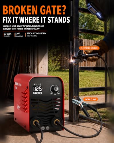 Stick Welder 125A 110V, IGBT Inverter Arc Welder with Lift TIG Function (TIG Torch Not Included), MMA Welding Machine with Hot Start Arc Force Anti-Stick, Portable Welder for Metal Repair — view 2