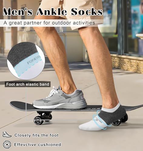 YSense Mens No Show Socks Cotton Invisible Low Cut Ankle Socks 6-10/11-13 with Non Slip Grips 6 Pairs4