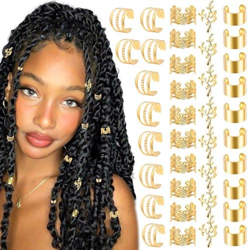 40 Pcs Hair Beads, Gold Hair Cuffs for Braids, Hair Beads for Women, Pearl Hair Accessories, Adjustable Gold Pirate Jewellery, Hair Jewel Accessories for Everyday Wear and Outdoor Activities 40 Pcs Hair Beads, Gold Hair Cuffs for Braids, Hair Beads for Women, Pearl Hair Accessories, Adjustable Gold Pirate Jewellery, Hair Jewel Accessories for Everyday Wear and Outdoor Activities