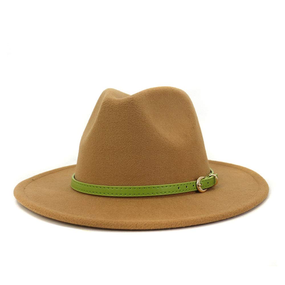 LLPBUA-CZAPKA Nowa Wiosna Lato Jesień Zima Elegancki Kapelusz Fedora Płaski Top Szeroki Rondo Fedora Bawełniany Damski Filcowy Turban Kapelusz Pas Młodzieżowy (Kolor: Magenta, Rozmiar: 59-60cm)