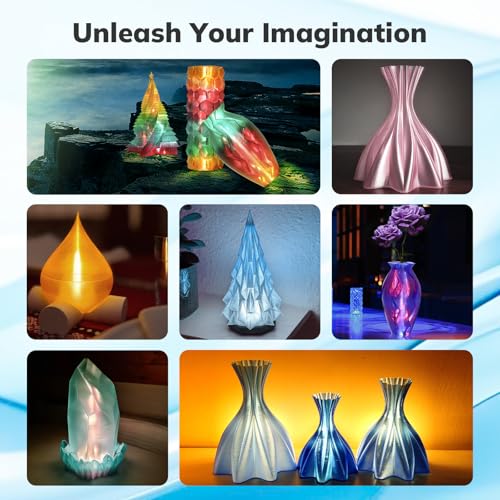 Image of AMOLEN PLA 3D Printer Filament, Clear PLA Filament 1.75mm Transparent Blue White, with Light Transmission Feature, Compatible with Most FDM Printer, PLA Transparent, 1KG /2.2lb