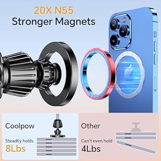 Coolpow for MagSafe Car Mount【Windshield+Vent+Dash】Magnetic Phone Holder for Car Phone Holder Mount Cell Phone Holders for Your Car Accessories Suction Phone Mount for Car Truck Stand for iPhone 17 16
