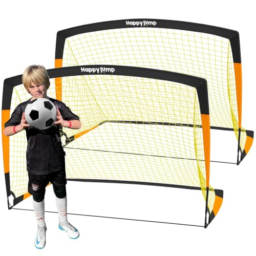 Image of Happy Jump Kids Backyard Soccer Goals 7x5 & 5x3.6 FT, Portable Outdoor Play
