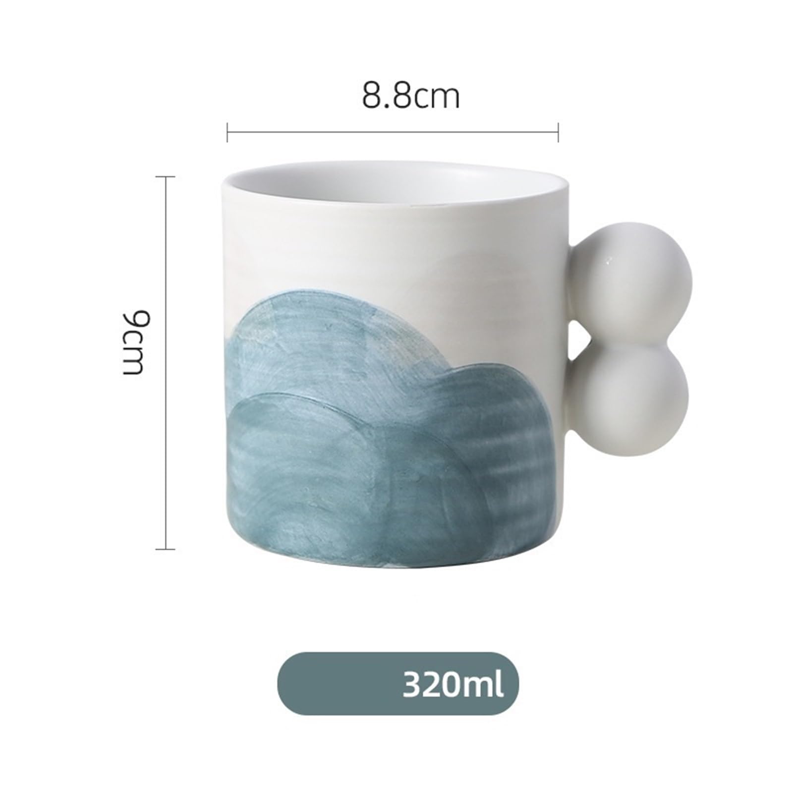 Kaffeetassen Handbemalte Tasse Unterglasurfarbene Keramik-Kaffeetasse mit Henkel Einfach 320ml