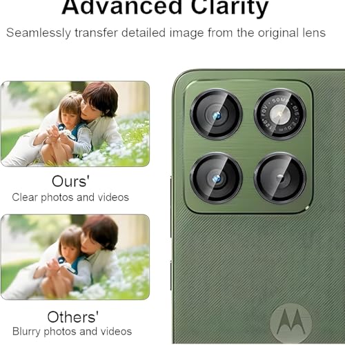 Image of ZARALA Camera Lens Frame Glass Compatible with Motorola Edge 70 Fusion Tempered Glass Aluminum Alloy Frame Individual Camera Lens Protector Cover Black