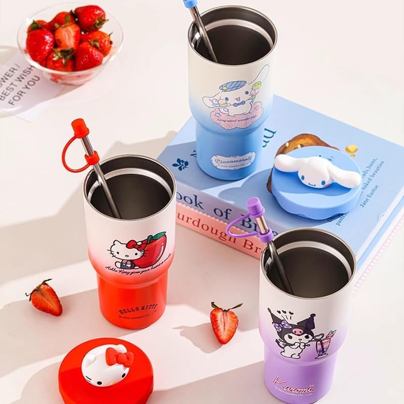 Hello Kitty & Apple Tumbler with Cover & Straw 580ml - Image 5