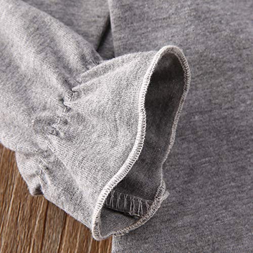 Toddler Baby Girl Basic Plain Ruffle Cuff Long Sleeve Cotton T Shirts Tee Tops (Z-Grey 2, 4-5T)