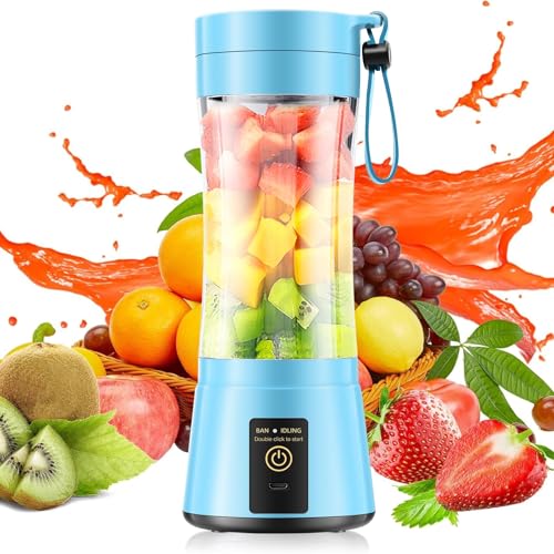 Image of Portable Blender Make Shakes and Smoothies - USB Rechargeable Personal Size Mini Blender Freshly Squeezed, 380Ml BPA Free Travel Cup in Picnic /Office /Gym