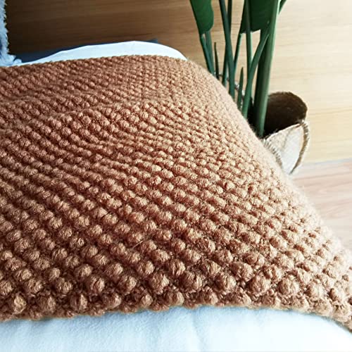Lomao Knitted Throw Blanket With Tassels Bubble Textured Lightweight Throws For Couch Cover Home Decor (Caramel, 50X60) #TOP2