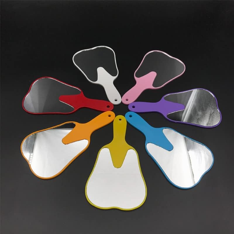 7PCS Teeth Shape Mirror Cute Handle Dental Mirror Unbreakable Mouth Teeth Mirror Patient Hand Mirror Oral Care Mirror