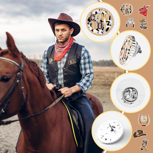 60 Pcs Western Lapel Enamel Pins Bulk Cowboy Cowgirl Hat Pins Western VBS Decorations Party Favors for Clothing Bag Hat Decor Jewelry Gift4