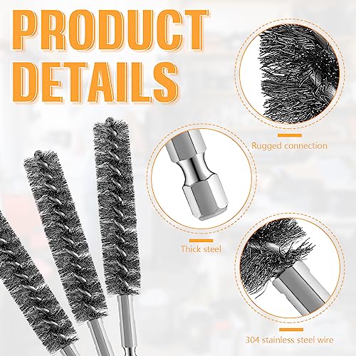 Image of Geiserailie Bore Brush Bristles Wire Brush for Power Drill Cleaning Wire with Hex Shank Handle for Power Drill Cleaning (40 Pieces,Stainless Steel)