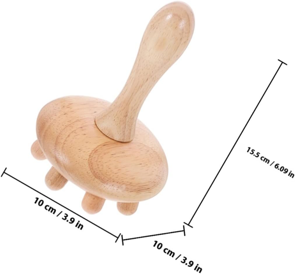 FRCOLOR Wooden Wide Tooth Comb 2pcs Handheld Scalp Massager Brush with Mushroom Head Manual Hair Care Detangler for Relaxation and Stress Relief