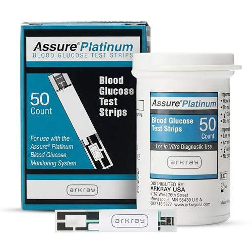Assure Platinum Blood Glucose Test Strips – No Coding Required, 0.5 Microliter Sample, Accurate & Fast 7-Second Results, Compatible with Assure Platinum Blood Glucose Meter, 50 Count