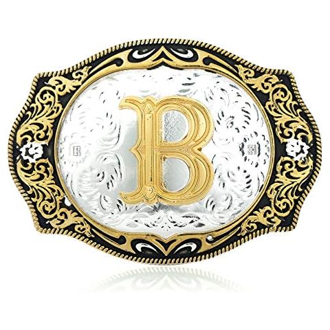 Vintage Fashion Western Belt Buckle A to Z Initial Letter Cowboy Belt Buckles for Men - - Large Cover