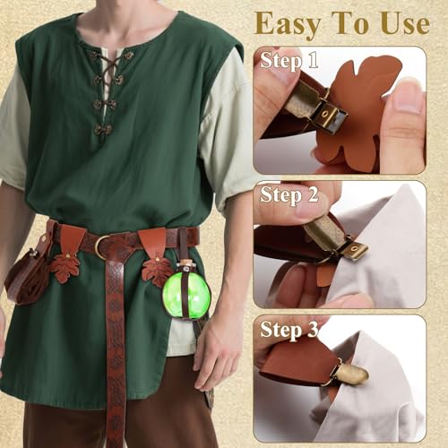 5 Pcs Medieval Belt Set for Women,Renaissance Costume Accessories with Adjustable Skirt Hikes, Vintage PU Leather Waist Belt, Potion Bottles for Halloween LARP Cosplay4