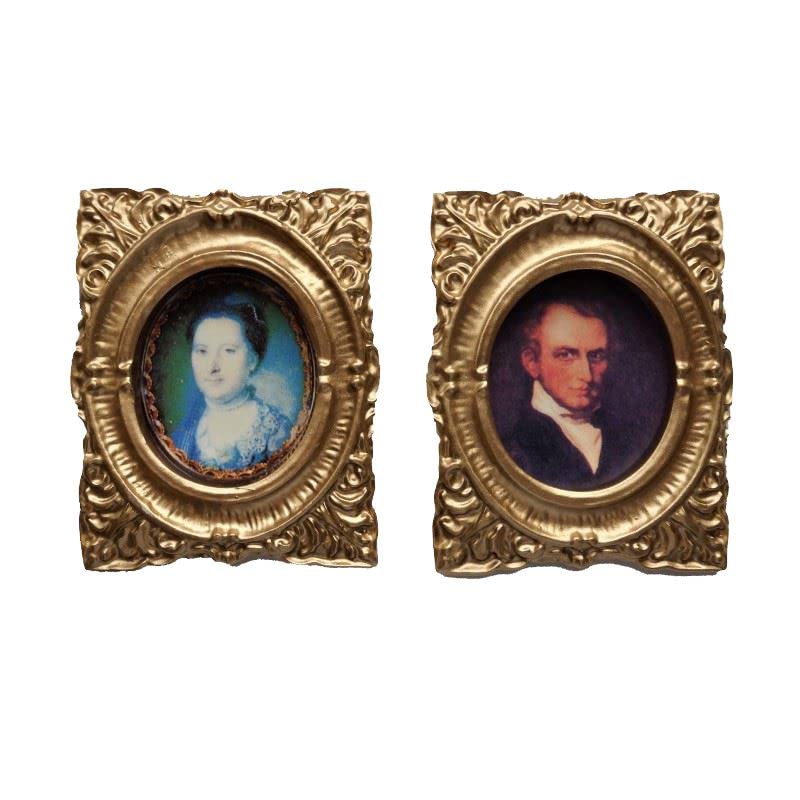 Melody Jane Dollhouse 2 Victorian Portrait Pictures Paintings in Gold Frames