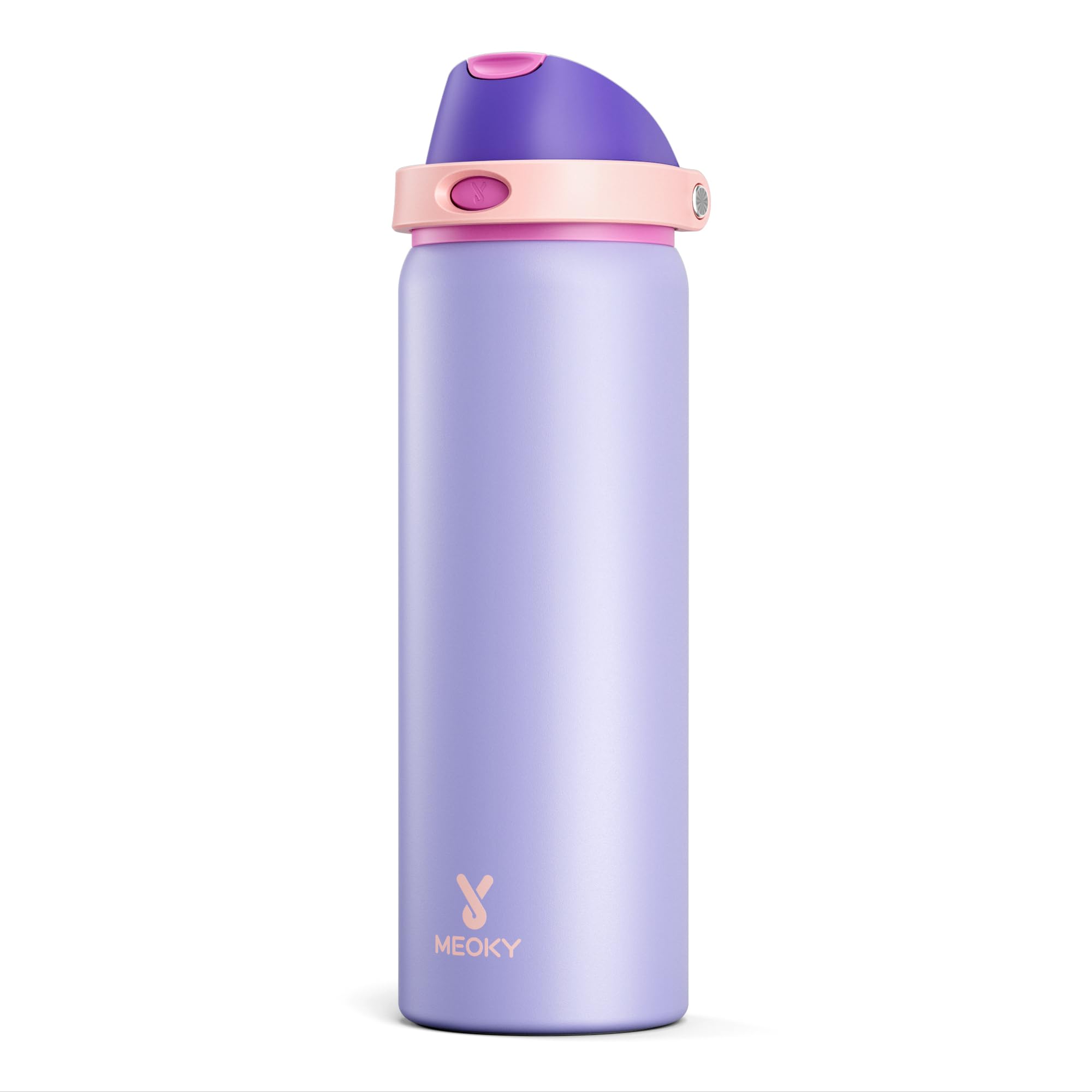32 oz Insulated Water Bottle for Women: Meoky Stainless Steel Metal Water Bottle with 2-in-1 Straw and Spout Lid - Leak Proof, Cold for 24 Hours, Protective Silicone Base, BPA-Free for Sports, Orchid
