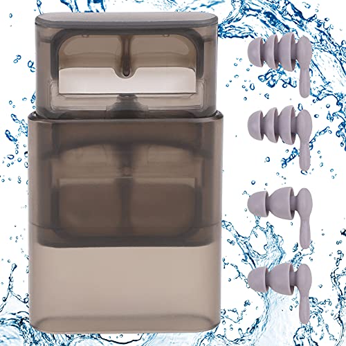 Zwemmen oordopjes, 2 paar verschillende maten waterdichte herbruikbare zachte siliconen oordopjes, geweldig voor zwemmen, zwembad, douchen snorkelen, surfen, watersport, slaapconcerten, werk, vliegtuig ruisonderdrukking (Grijs) - Image 8