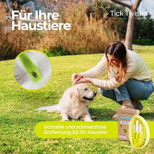 Tick Twister 3 Zeckenhaken für Hunde, Katzen und Menschen – Zeckenzange 3er Set mit Aufbewahrungsbox Sicheres Entfernen ohne Schmerzen – Ideal für Outdoor-Aktivitäten (Grün, 1er-Set)