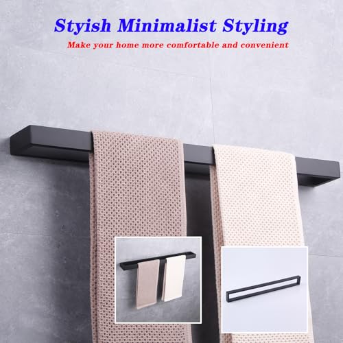 GERZWY 24-Inch Bathroom Towel Bar Stainless Steel Bath Towel Rack Contemporary Style Wall Mount Matte Black HG1701(60)-BK - Image 4
