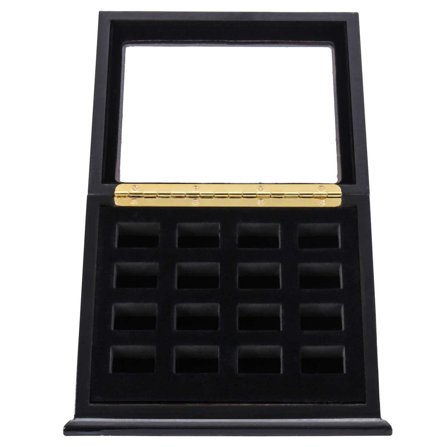 RECHIATO Championship Ring Display Case - Wooden Box for Sports Rings (12 Slots, Slanted, Black)