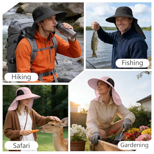 Image of Sun Hat for Men Women with Neck Flap,UPF 50+ UV Protection Fishing Hat