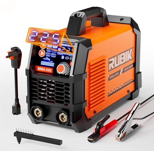 Image of 225 Amp Stick Welder with Large LCD Display, Digital IGBT Inverter, 110V/220V Portable Stick Welding Machine. Features include Dual Voltage, Hot Start, Arc Force, Anti-Stick, and VRD Protection