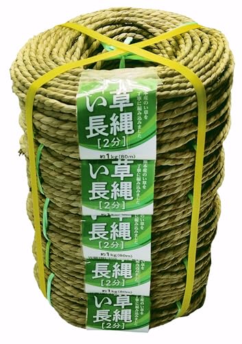 【 5個 セット 】水勘製簾所 国産 天然 い草 長縄 (約1s 約80m) しめ縄 仏事 神事 国内製造