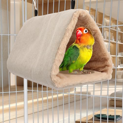 Image of Litewoo Bird Nest Bed for Parrot Warm Winter Hanging Hammock Hut, M, Beige