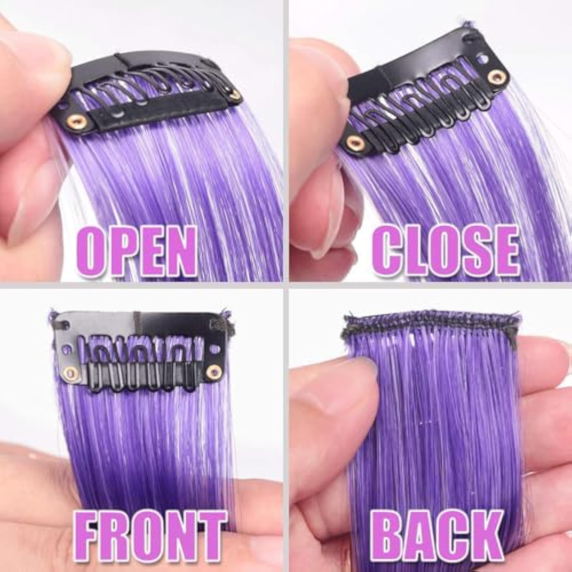 Clip-In Coloured Hair Extensions, 6 Pcs