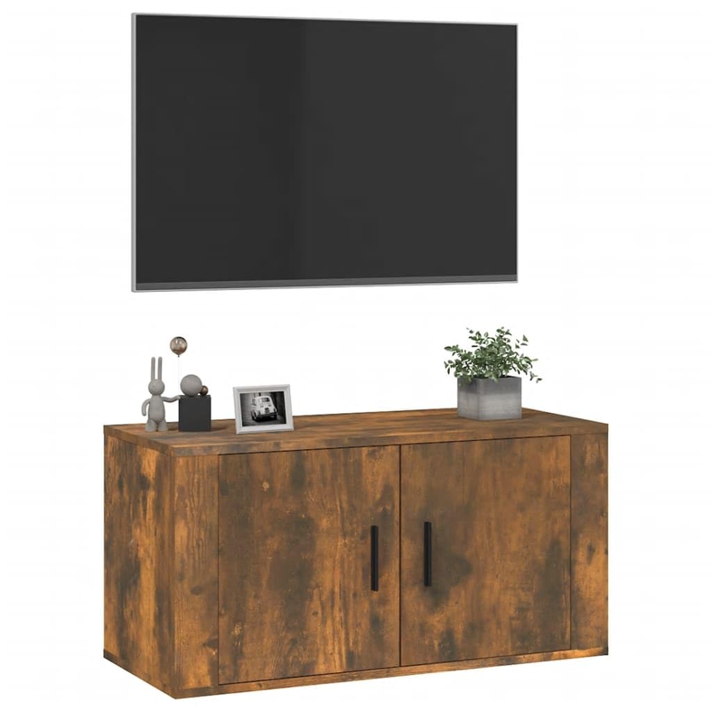 TV-Wandschrank Räuchereiche 80x34,5x40 cm, Holzwerkstoff, schwebendes TV-Möbel, modernes Media Center für Wohnzimmer, Schlafzimmer