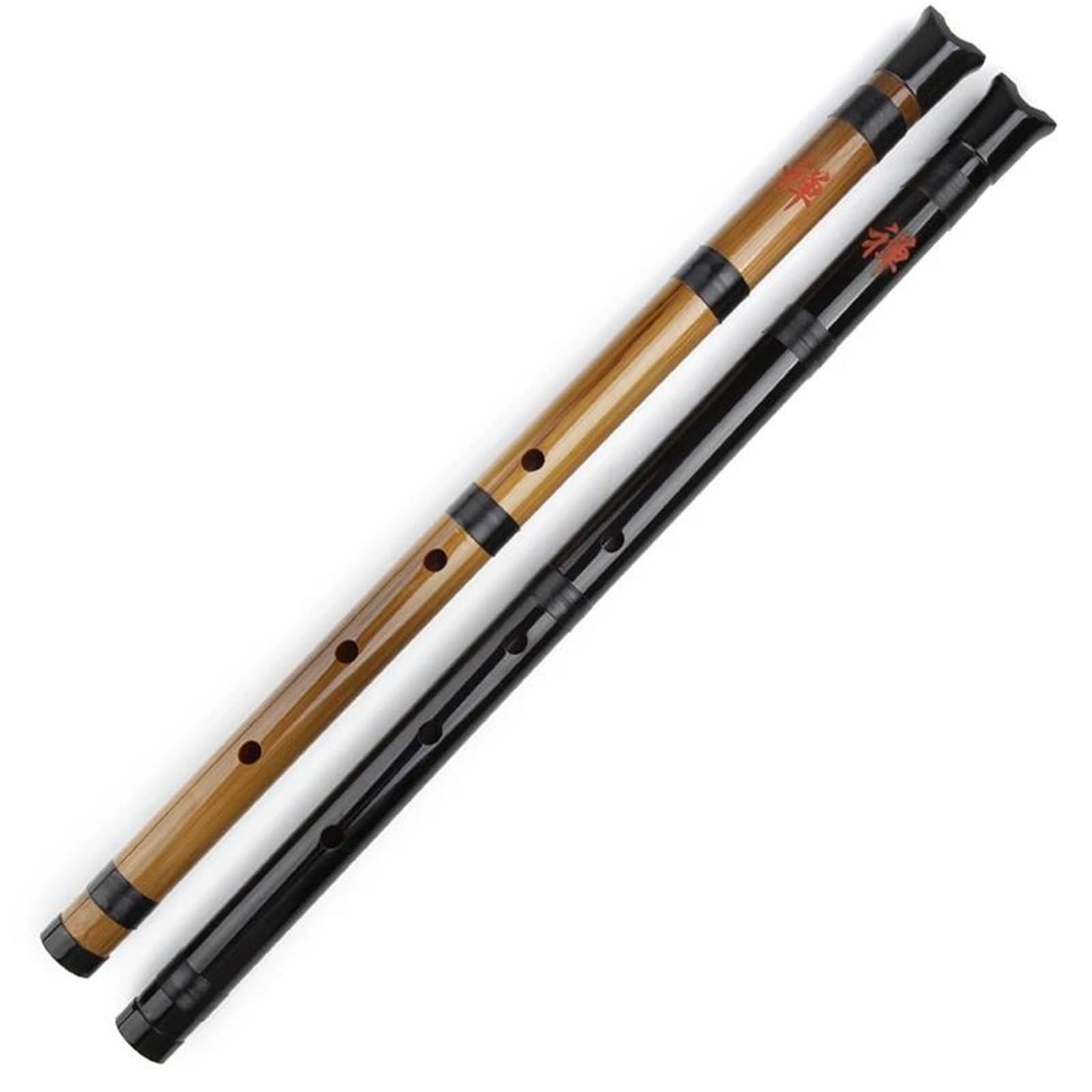 Flûte à bec en bambou Shakuhachi en ré avec housse pour débutants 5 trous Débutants Flûte Bambou(Black)
