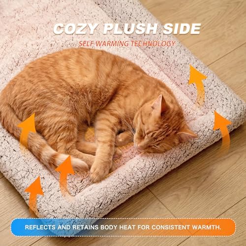 Cat Cooling Mat, Self Warming Cat Bed, Reversible Warm & Cooling Cat Bed, Winter Warm Cat Pad & Summer Cooling Cat Mat for Kittens & Small Dogs, Perfect for Crates, Beds & Sofas, Gray, 18" x 24" - 2