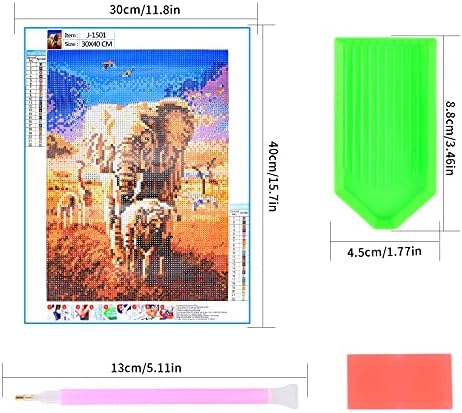 XiangJunly 5D DIY Diamond Paint Kits Full Drill for Kids Adults, Elephant Rhinestone Embroidery Crystal Cross Stitch Arts and Crafts Canvas Painting by Numbers as Gifts for Home Wall Decor - 30*40CM
