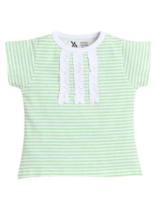 yellow apple Half Sleeve Cotton T-Shirts for Girls and Baby Girls(Green)-picture-11