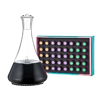 Intrepid Explorer Nebulizing Diffuser Kit by Organic Aromas - Opulence Nebulizing Diffuser & The Discovery Collection of 40 Pure Essential Oils and Blends in 2 Milliliter Vials BLACK