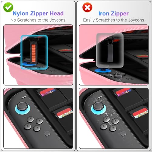 Image of daydayup Switch Carrying Case Compatible with Nintendo Switch 2, with 24 Games Cartridges Protective Hard Shell Travel Carrying Pouch DS Case Pink
