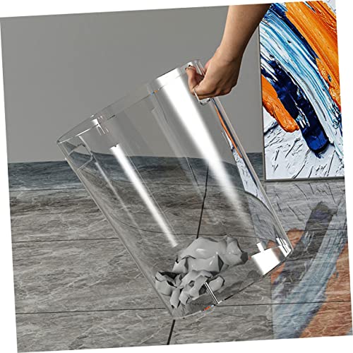 Caneca de basura rectangular transparente con tapa y asa miniatura 4