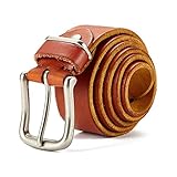 HaloVa Men's Leather Belt, Simple Casual Vintage Belt for Men, 100% Top Grain Leather, Soft and Super Durable, Brown