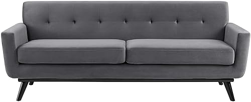 Miniatura 7 de Modway Sofá de terciopelo Engage Performance, gris