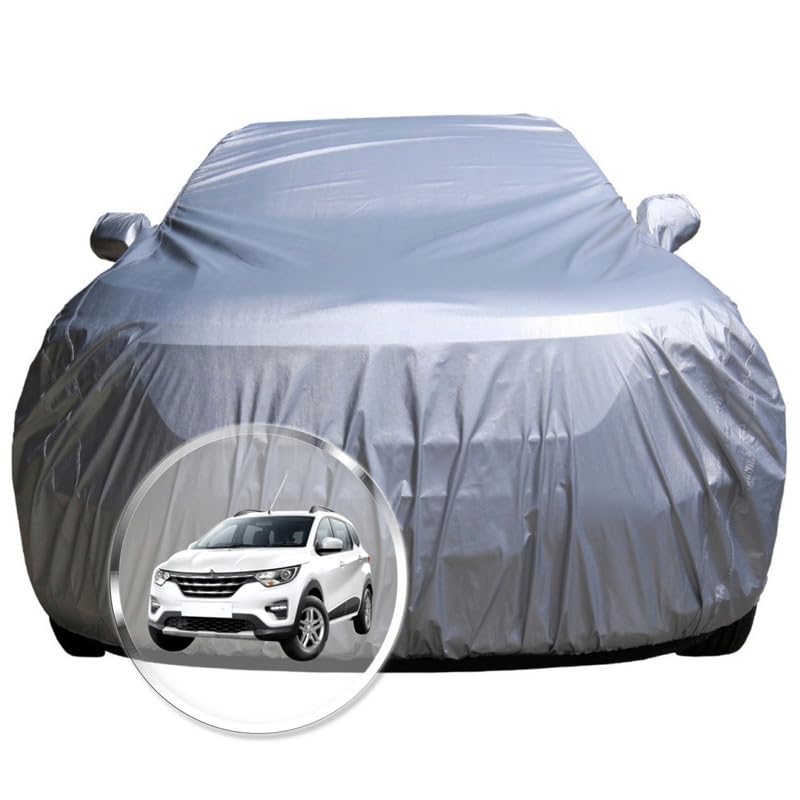 Image of NEODRIFT 'CrystalTech' Car Cover for Renault Triber (100% Water-Resistant, All Weather Protection, Tailored Fit, Multi-Layered & Breathable Fabric) (Colour: Crystal Silver)