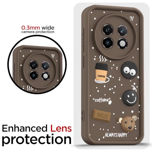 Image of Pikkme Back Cover for Realme 13 Plus 5G / Realme P1 Speed 5G | 3D Bear Silicone Cute & Fun Coffee Cartoon | Full Body Protection Bumper Case (Brown)