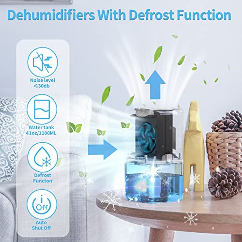 Dehumidifiers For Home,41Oz Dehumidifier Small Dehumidifiers For Room With Drain Hose & Defrost 350 Sq.ft（3300 Cubic Feet）,7 Color Led Light Portable Dehumidifiers For Bedroom Bathroom Closet Desktop Office Rv #TOP1