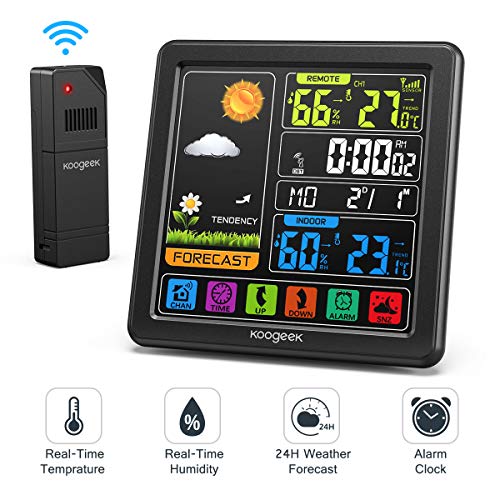Koogeek Wireless Weather Station, Indoor Outdoor Thermometer Hygrometer