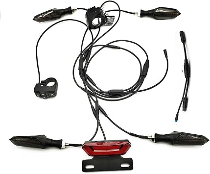 Ebike Light Kit with Front and Rear Lamps Flashing Turn Signals and Brake Indicators Waterproof for Tricycle and E-Bike 36V/48V/52V