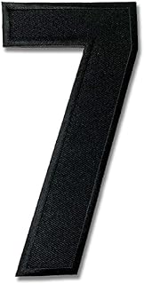 ワッペン 縦約15cm 特大 大きい 黒 白 数字 0 1 2 3 4 5 6 7 8 9 ユニフォーム 背番号 アップリケ 刺繍 アイロン 手芸 入園グッズ 入園準備 幼稚園 保育園 (特大数字 黒【7】)