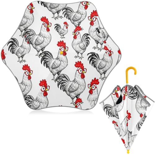 Paraguas infantil para ir al colegio con diseño de gallo resistente al viento