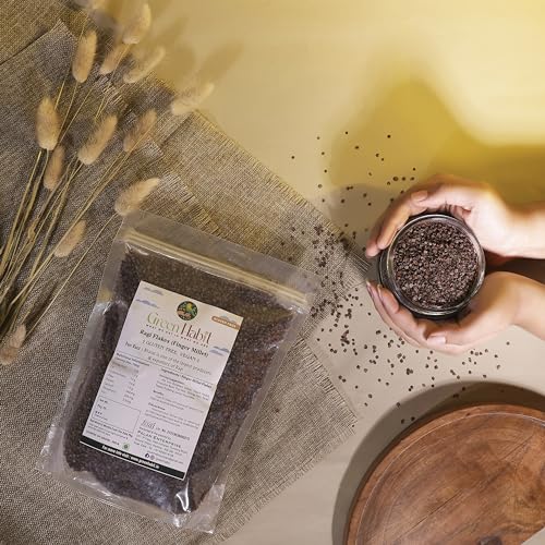 Image of GreenHabit Ragi Flakes 500gm - Nutritious and Gluten-Free Finger Millet Cereal a.k.a nachini Poha - High Fiber Breakfast (Ragi Flakes, 500 gm)